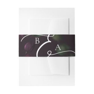 Moody Purple Bloom Grunge Wedding  Invitation Belly Band