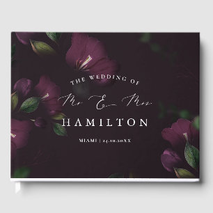 Moody Purple Blooms Calligraphie Mariage Livre d'o