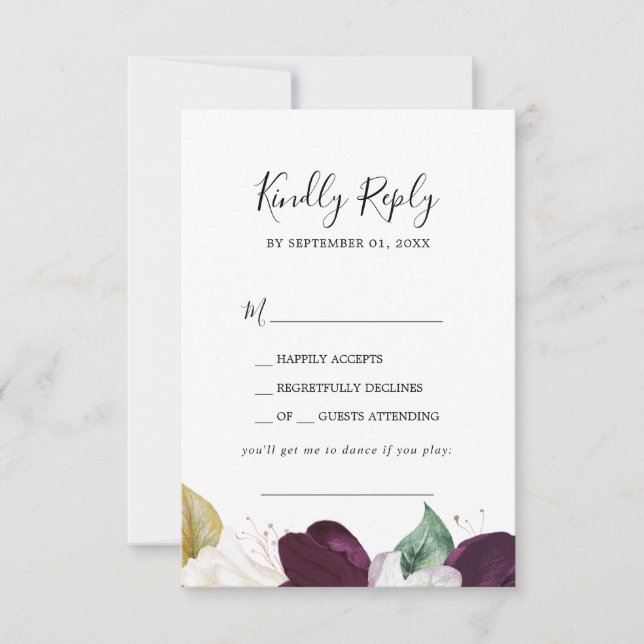 Moody Purple Blooms Demande de chanson Carte RSVP (Devant)