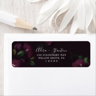 Moody Purple Blooms Pattern Return Address Label