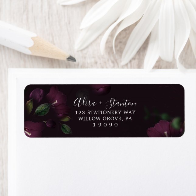 Moody Purple Blooms Pattern Return Address Label (Insitu)
