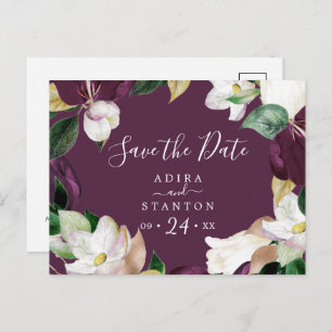 Moody Purple Blooms   Plum Save the Date Postcard