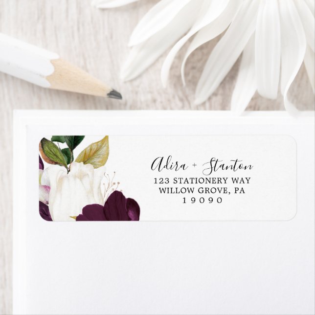 Moody Purple Blooms Return Address Label (Insitu)