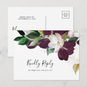Moody Purple Blooms Song Request RSVP Postcard