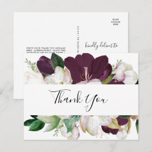 Moody Purple Blooms Thank You Postcard