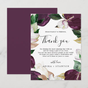 Moody Purple Blooms Thank You Reception Card