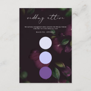 Moody Purple Calligraphy Wedding Attire Colour Enclosure Card