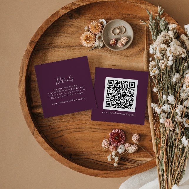 Moody Purple Coordinate Plum QR Code Details Enclosure Card (Creator Uploaded)
