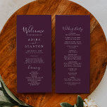 Moody Purple Coordinate Plum Wedding Program<br><div class="desc">This moody purple coordinate plum wedding program is perfect for a modern wedding. The elegant boho jewel tone design features a solid dark eggplant purple colour with a modern bohemian feel. Coordinates with the Moody Purple Blooms Collection by Fresh & Yummy Paperie. Include the names of the couple, the wedding...</div>