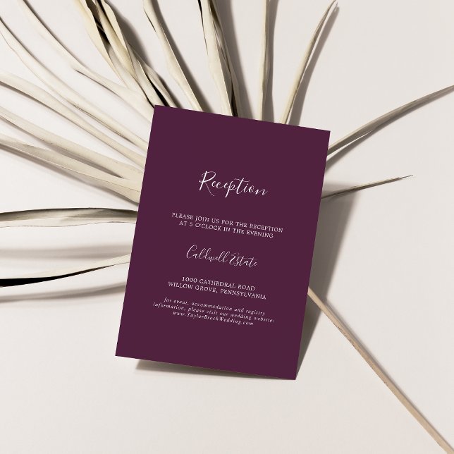 Moody Purple Coordinate Plum Wedding Reception Enclosure Card (Creator Uploaded)
