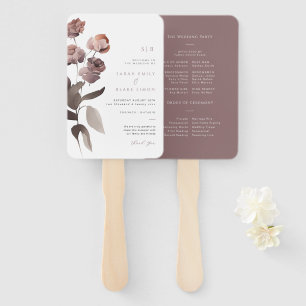 Moody Purple Floral Garden Wedding Program Hand Fan