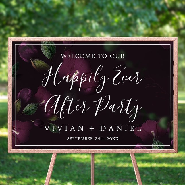 Moody Purple Pattern Happily Ever After Party Poster (Creator Uploaded)
