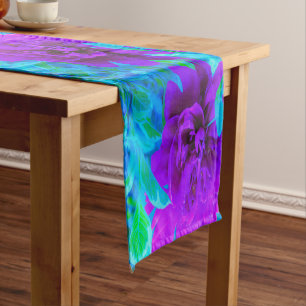 Moody Purple Peony with Beautiful Foliage Short Table Runner