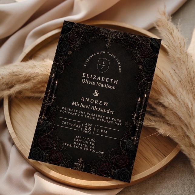 Moody Purple Victorian Goth Wedding Invitation (Creator Uploaded)
