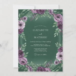 Moody Purple Vine Wedding Invitation