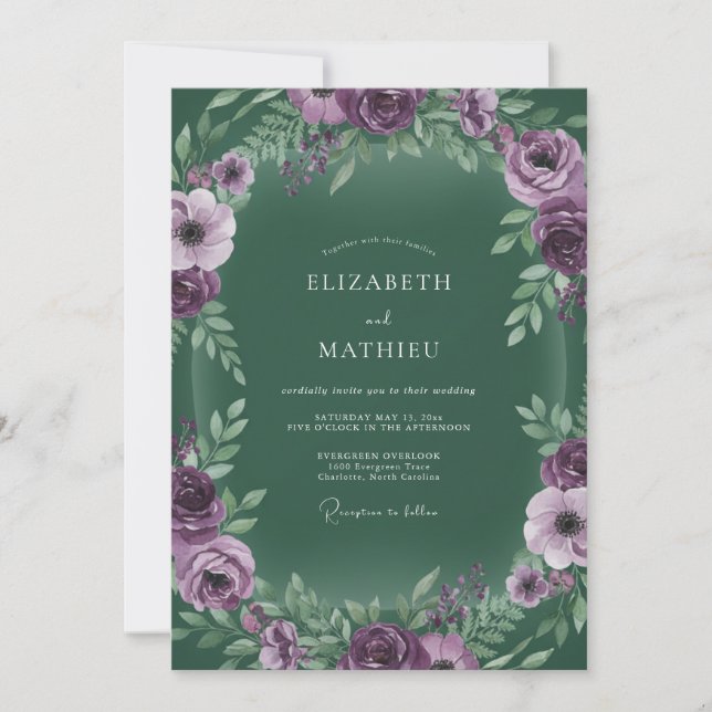 Moody Purple Vine Wedding Invitation (Front)