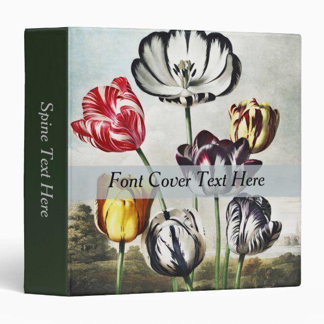 Moody Regency Style Multi-Colour Tulips Binder (Front/Spine)
