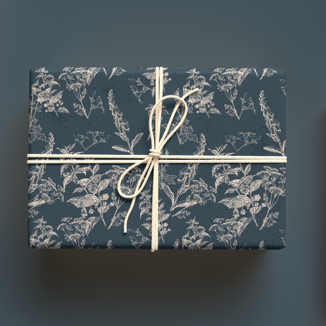 Moody & Romantic Dark Wildflower Wrapping Paper Sheet (Creator Uploaded)