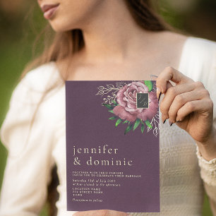 Moody Romantic Purple Wedding Invitation