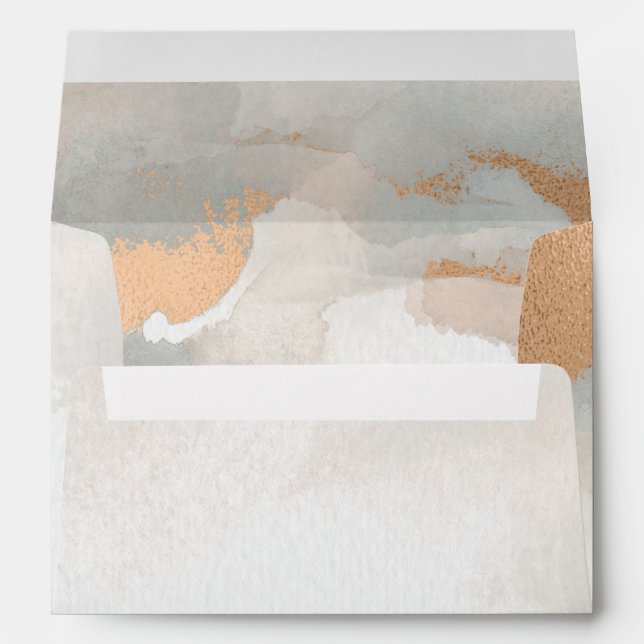 Moody Rose Gold Aquarelle Enveloppe Abstraite (Dos (Bas))