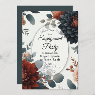 Moody Rustic Fall Florals Engagement Party Invitation