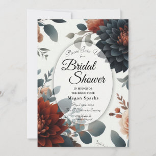 Moody Rustic Fall Florals Wedding Bridal Shower Invitation