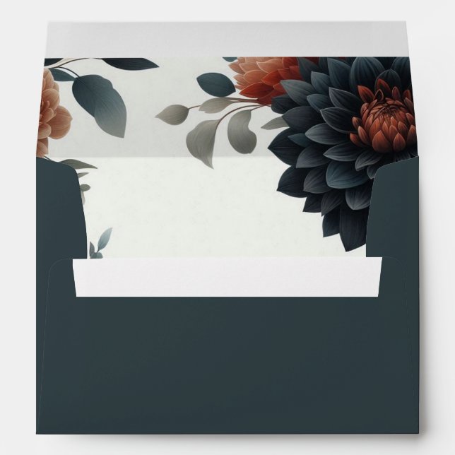 Moody Rustic Fall Florals Wedding Envelope (Back (Bottom))