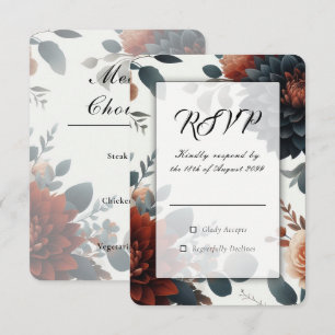 Moody Rustic Fall Florals Wedding RSVP Card