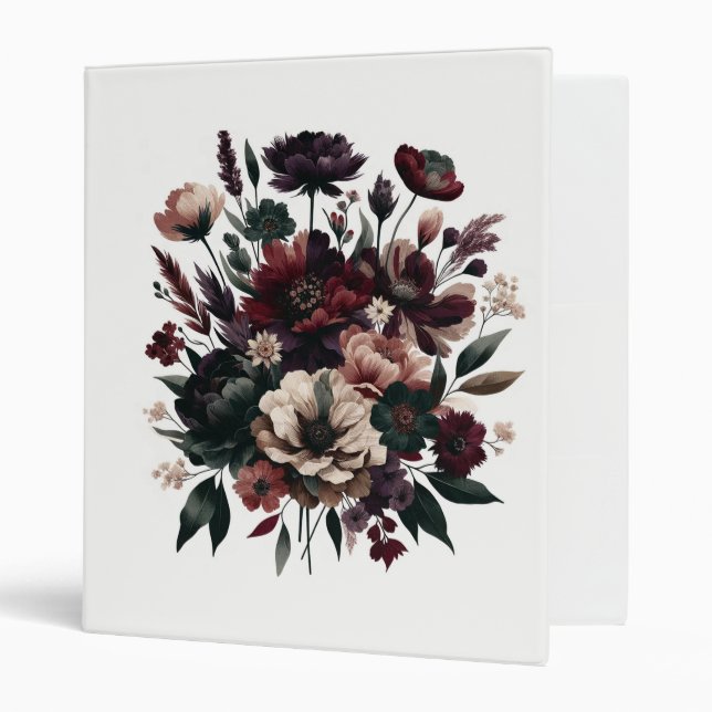 Moody Rustic Garden Florals Bohemian Wedding  Binder (Front/Inside)