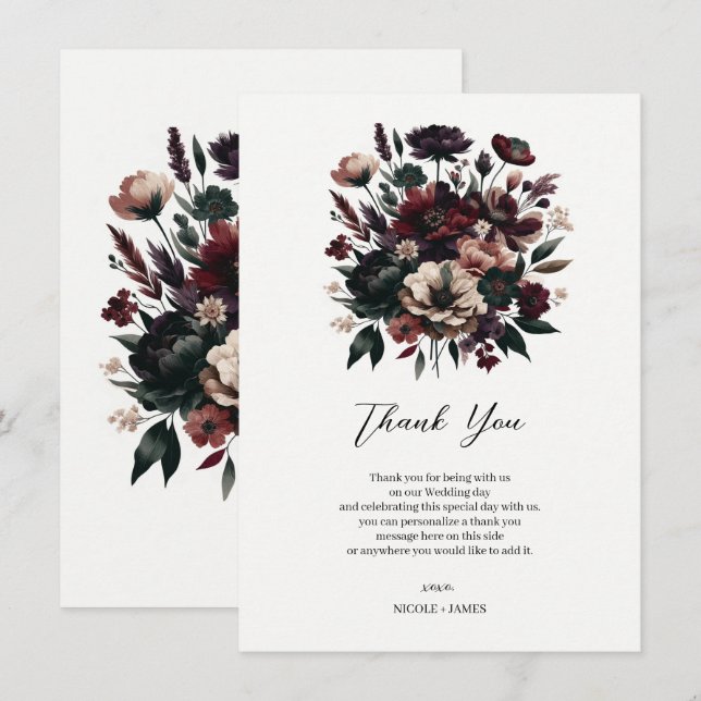 Moody Rustic Garden Florals Bohemian Wedding  Invitation (Front/Back)