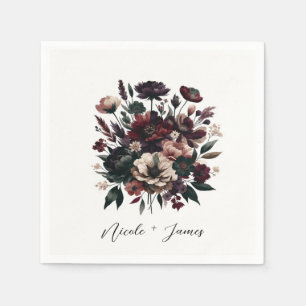 Moody Rustic Garden Florals Bohemian Wedding  Napkin