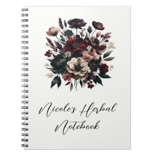 Moody Rustic Garden Florals Bohemian Wedding Notebook