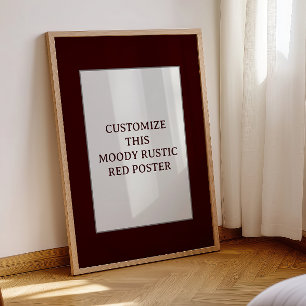 Moody Rustic Red Custom Poster Citation Noël