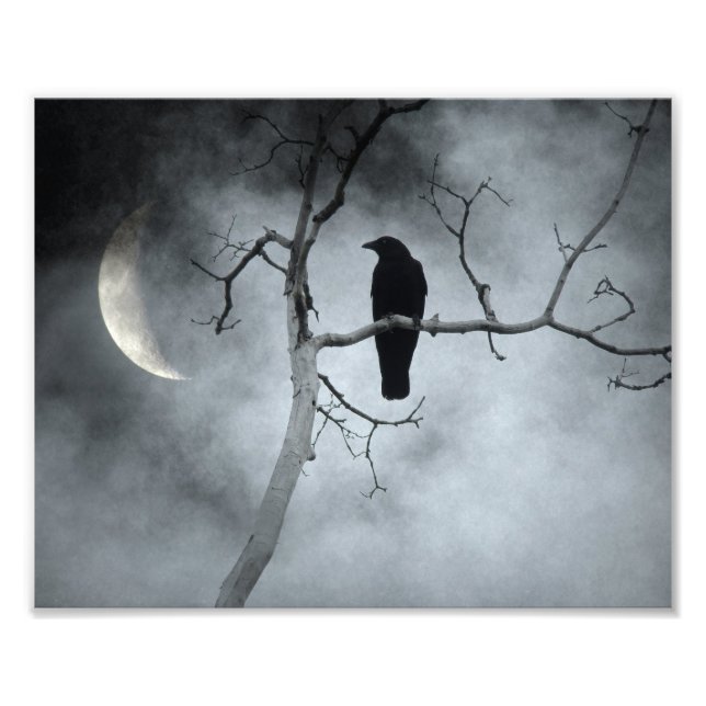Moody Sky And A Crescent Moon Photo Print (Front)