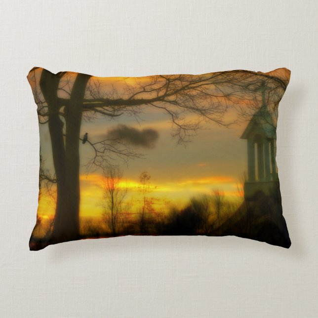 Moody Sky ANd Crow Accent Pillow (Front)