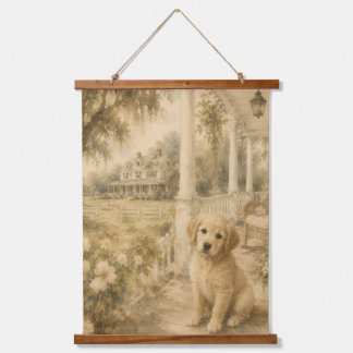 Moody Southern Porch Puppy Wall Tapestry