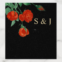 Moody Starry Night Crimson Roses Wedding Envelope 