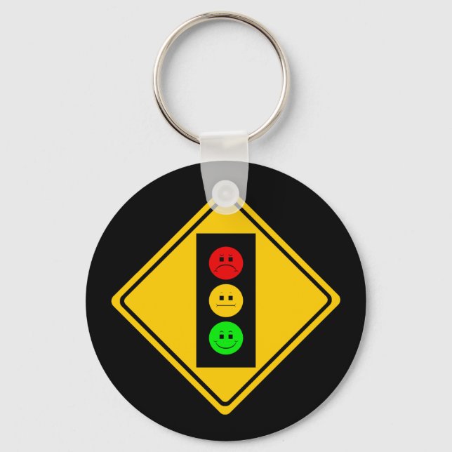 Moody Stoplight Ahead Keychain (Front)