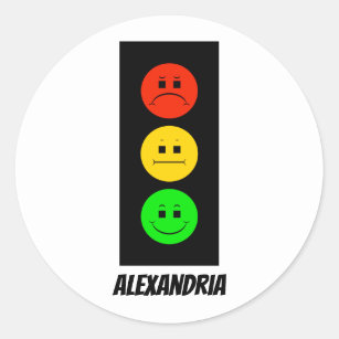 Moody Stoplight Customizable with Name Classic Round Sticker