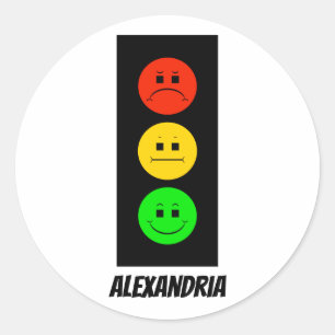 Moody Stoplight Customizable with Name Classic Round Sticker