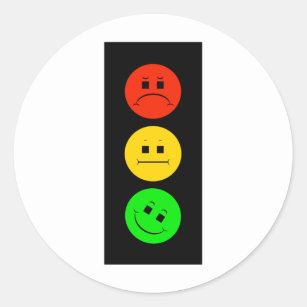 Moody Stoplight Tilted Green Classic Round Sticker