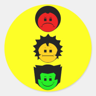 Moody Stoplight Trio Vertical Faces Classic Round Sticker