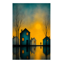 Moody Surreal Landscape Solitary Figure Poster