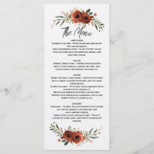 Moody Terracotta Boho Floral Menu