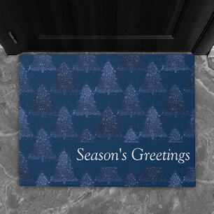 Moody Tree Pattern   Classy Dark Navy Blue Custom Doormat