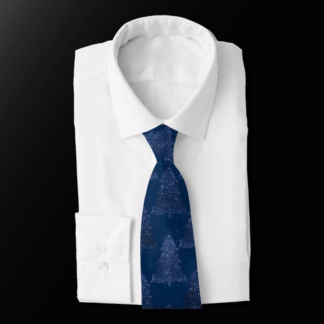 Moody Tree Pattern | Classy Navy Blue Christmas Tie (Creator Uploaded)