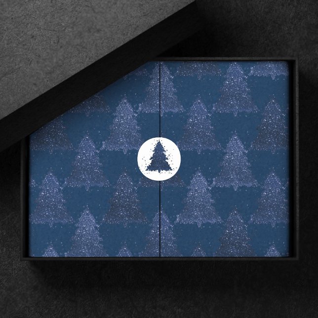 Moody Tree Pattern | Classy Navy Blue Christmas Tissue Paper (Creator Uploaded)