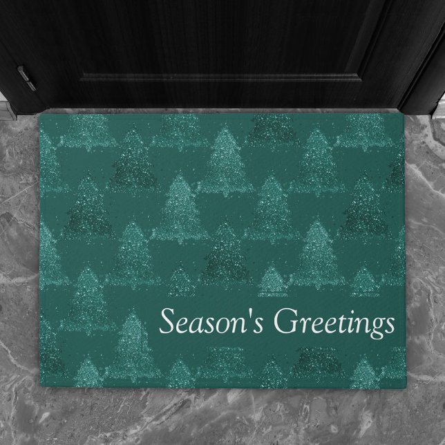 Moody Tree Pattern | Dark Midnight Teal Christmas Doormat (Creator Uploaded)