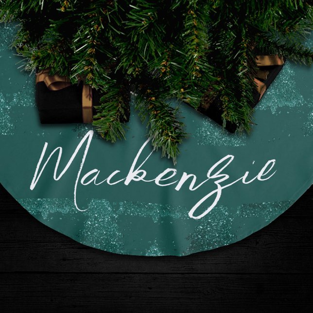 Moody Tree Pattern | Dark Midnight Teal Custom Brushed Polyester Tree Skirt (Creator Uploaded)
