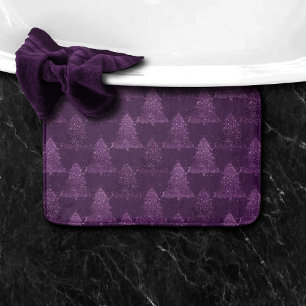 Moody Tree Pattern   Deep Plum Purple Christmas Bath Mat